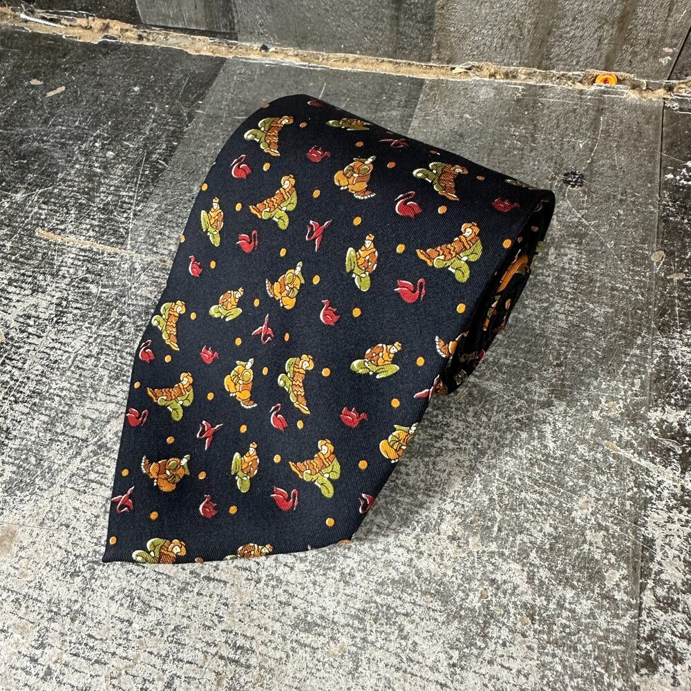 Vintage Men’s Salvatore Ferragamo 100% Silk Bird Tie - Asian Man Woman Swan Prin